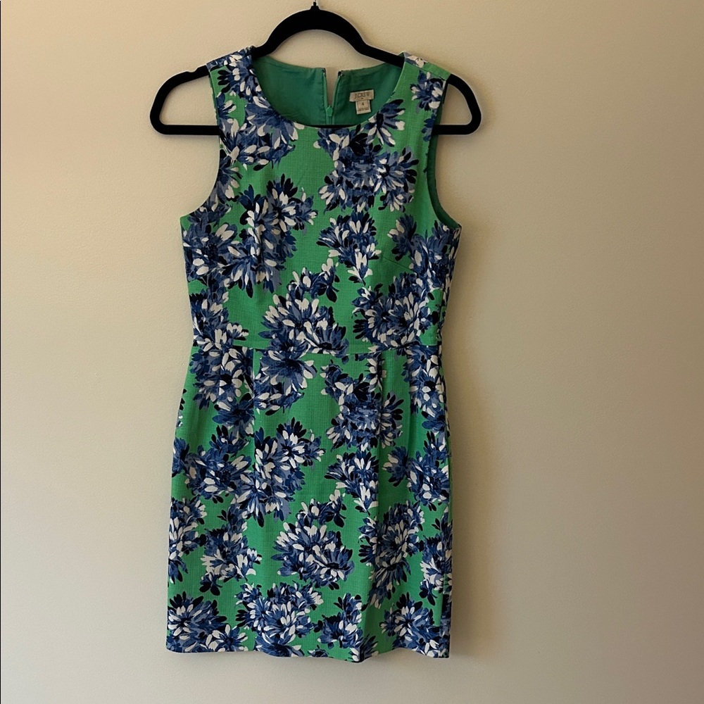 J. Crew Green and Blue Floral Mini Dress